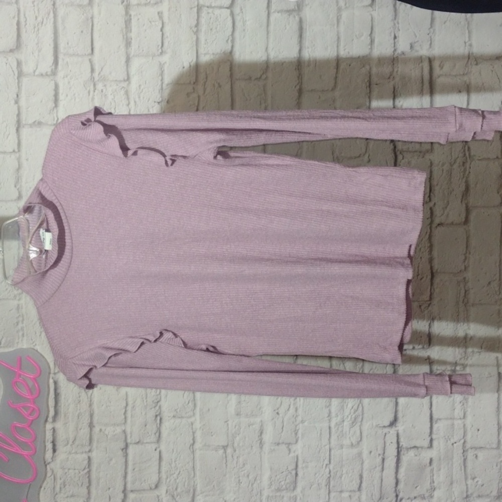 American Rag Women's Ruffled Mauve Long Sleeve Top NWT